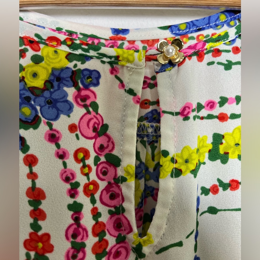 Talbots NEW Flutter Sleeve Boho Cottage Coastal Floral Shirt Woman size 1X - Picture 5 of 6